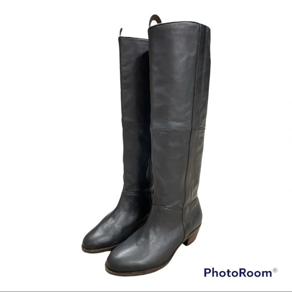 Faryl Robin Black Leather Heeled Riding Tall Boots  Size 7 - Picture 11 of 12